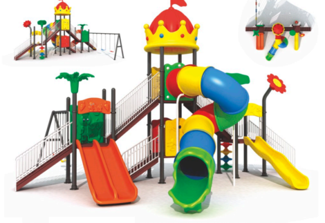 Big Outdoor Heavy Duty Playground Set for Kids – 4 Slides & 3 Swings. – Size: 1000x700x500 cm