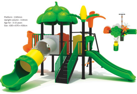 Outdoor Heavy Duty Playground Set for Kids – 4 Slides & 3 Swings – Size: 800x750x420 cm