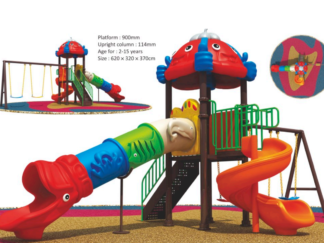 Big Outdoor Heavy Duty Playground Set for Kids – 2 Slides & 3 Swings – Size: 620x320x350 cm.