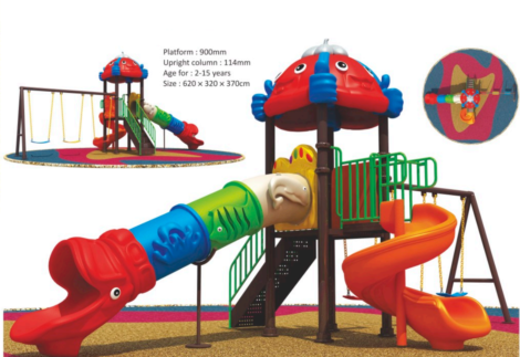 Big Outdoor Heavy Duty Playground Set for Kids – 2 Slides & 3 Swings – Size: 620x320x350 cm.