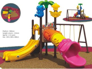 Big Outdoor Heavy Duty Playground Set for Kids – 3 Slides & 3 Swings – Size: 550x400x300 cm.