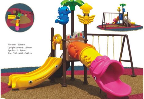 Big Outdoor Heavy Duty Playground Set for Kids – 3 Slides & 3 Swings – Size: 550x400x300 cm.