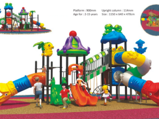 Outdoor Heavy Duty Playground Set for Kids – 5 Slides & 3 Swings – Size: 1100x640x500 cm