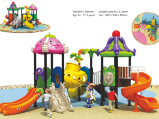Outdoor Heavy Duty Playground Set for Kids – 4 Slides & 3 Swings – Size: 930x650x470 cm