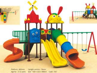 Outdoor Playground Toy Set for Kids – 4 Slides & 3 Swings –Sturdy Backyard Equipment – Size: 730x520x400 cm