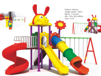 Outdoor Playground Toy Set for Kids – 3 Slides & 3 Swings –Sturdy Backyard Equipment –   Size: 630x480x400 cm