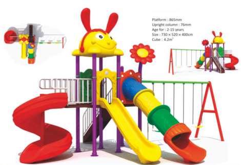 Outdoor Playground Toy Set for Kids – 3 Slides & 3 Swings –Sturdy Backyard Equipment –   Size: 630x480x400 cm