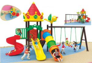 Outdoor Playground Toy Set for Kids – 3 Slides & 3 Swings –Sturdy Backyard Equipment –   Size: 630x480x350 cm