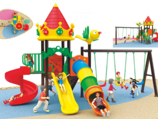 Outdoor Playground Toy Set for Kids – 3 Slides & 3 Swings –Sturdy Backyard Equipment –   Size: 630x480x350 cm