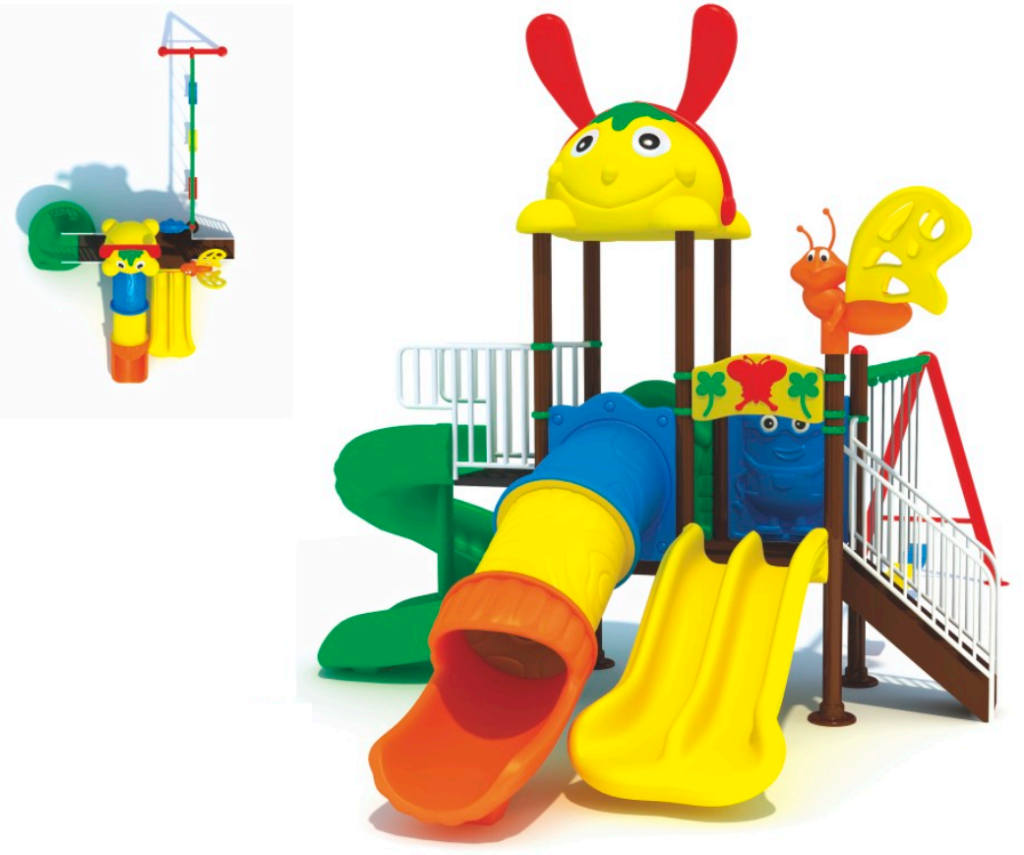 Outdoor Playground Toy Set for Kids – 4 Slides & 3 Swings –Large, Durable & Exciting for Kids –   Size: 600x400x350 cm