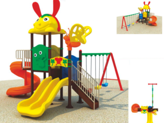 Outdoor Playground Toy Set for Kids – 3 Slides & 3 Swings –Sturdy Backyard Equipment –   Size: 600x400x350 cm