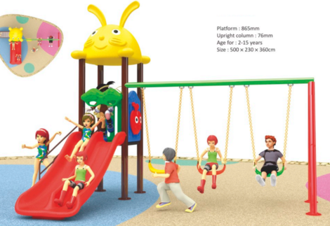 Outdoor Playground Toy with 2 Swings & Double Slide – Compact & Fun for Kids – Size 500x300x360 cm