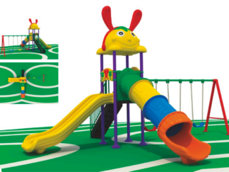 Outdoor Playground Toy with  3 Slides & 3 Swings  – Compact & Fun for Kids – Size 610x520x330 cm