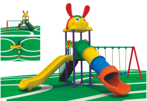 Outdoor Playground Toy with  3 Slides & 3 Swings  – Compact & Fun for Kids – Size 610x520x330 cm