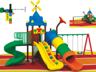 Outdoor Playground Toy with 3 Swings, 3 Slides & Climbing Playset – Exciting Kids Activity – Size 630x480x400 cm