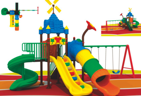 Outdoor Playground Toy with 3 Swings, 3 Slides & Climbing Playset – Exciting Kids Activity – Size 630x480x400 cm