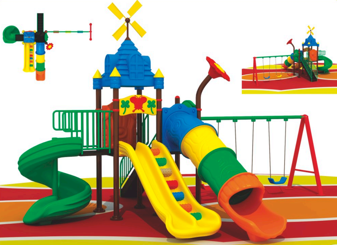 Outdoor Playground Toy with 3 Swings, 3 Slides & Climbing Playset – Exciting Kids Activity – Size 630x480x400 cm