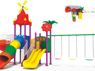 Outdoor Playground Toy with 3 Swings, 4 Slides – Exciting Kids Activity – Size 730x480x400 cm