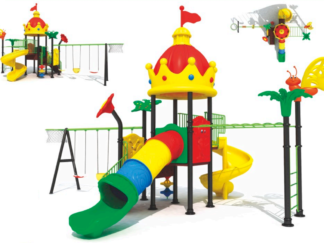 Outdoor Playground Toy with 3 Swings, 2 Slides & Monkey Bar – Fun & Fitness Outdoor Set – Size: 670x460x350 cm