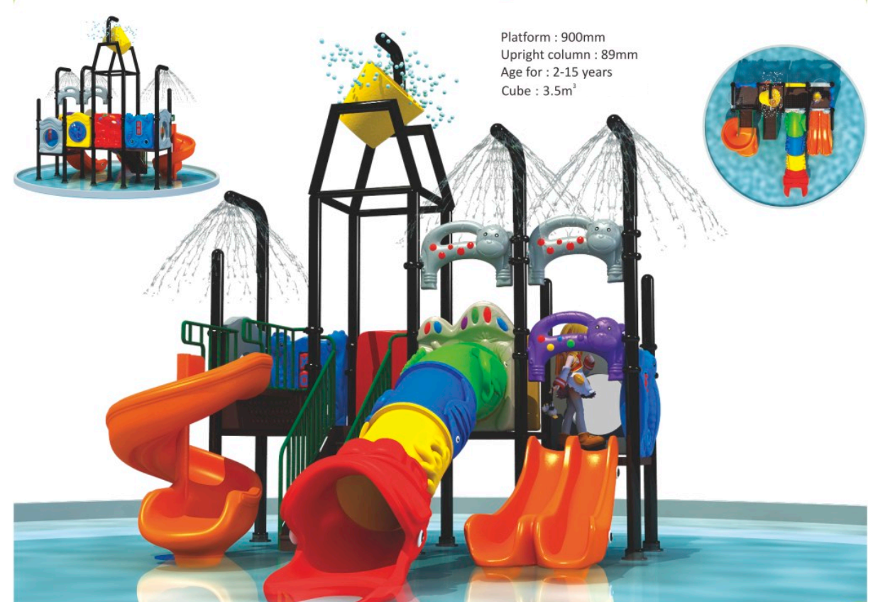 Large Outdoor Water Playground for Kids with 4 Exciting Slides | Size:450x400x400 cm