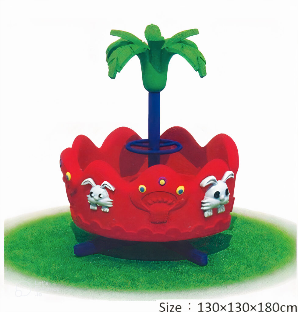 Indoor & Outdoor Merry-Go-Round Ride with 4 Seaters – Rotary Toy – Size: 130×130×180 cm