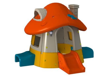 Mushroom Playhouse with Slide and Tunnel for Kids – Outdoor Plastic Play House – Size: 260×220×170 cm