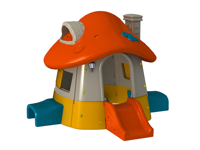 Mushroom Playhouse with Slide and Tunnel for Kids – Outdoor Plastic Play House – Size: 260×220×170 cm