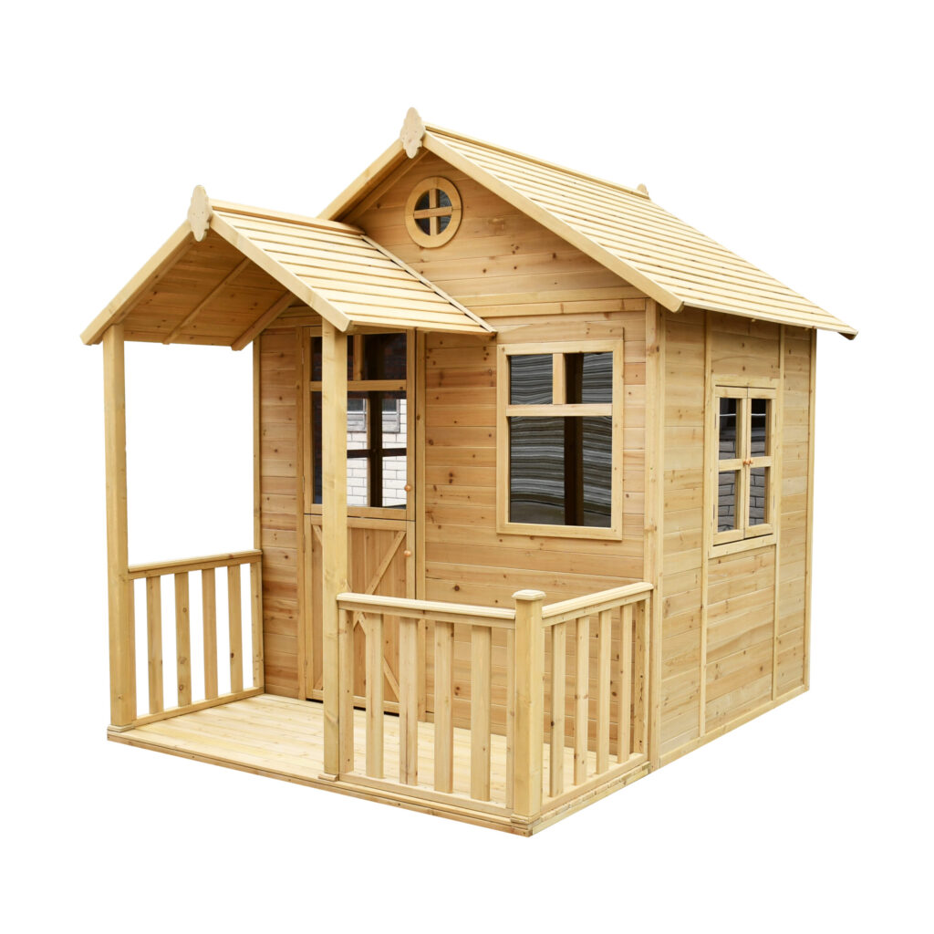 Garden Play Kids House Wooden Outdoor Playhouse for Children with Balcony -Cubby House- Size: 242x208x226 cm.
