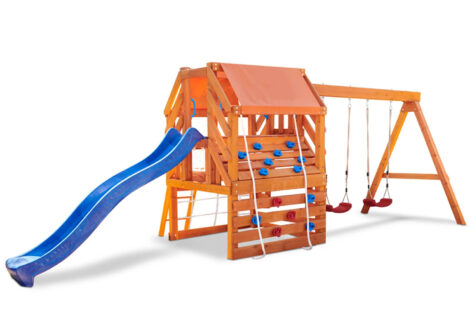 Wooden outdoor
playset Kids for kids, Swing Set with Slide and climbing set, Size: 520x200x226 cm.