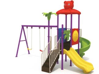 Outdoor Playground Toy – 2 Slides & 3 Swings – Safe Play for Kids – Size: 535x430x350 cm