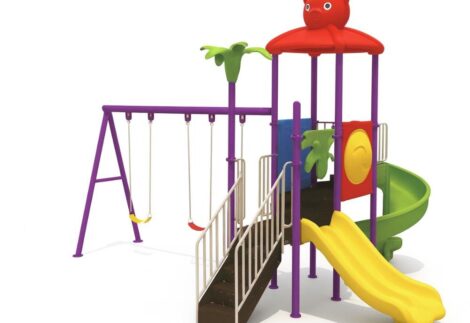 Outdoor Playground Toy – 2 Slides & 3 Swings – Safe Play for Kids – Size: 535x430x350 cm