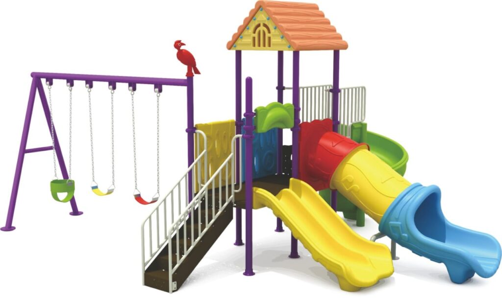 Outdoor Playground Toy with 4 Slides & 3 Swings – Large, Durable & Exciting for Kids – Size 616x429x305 cm