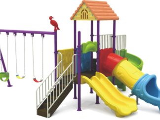 Outdoor Playground Toy with 4 Slides & 3 Swings – Large, Durable & Exciting for Kids – Size 616x429x305 cm