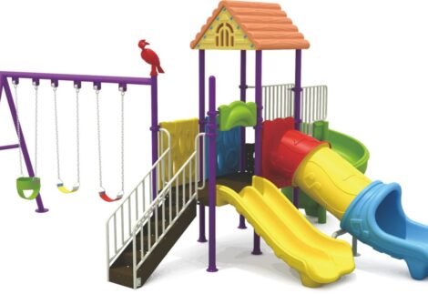 Outdoor Playground Toy with 4 Slides & 3 Swings – Large, Durable & Exciting for Kids – Size 616x429x305 cm