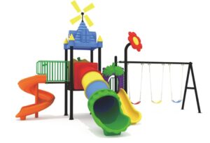 Outdoor Playground Toy with 3 Slides & 3 Swings – Large, Durable & Exciting for Kids – Size:680x360x380 cm