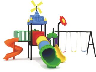 Outdoor Playground Toy with 3 Slides & 3 Swings – Large, Durable & Exciting for Kids – Size:680x360x380 cm