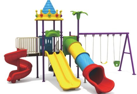Outdoor Playground Toy with 3 Slides & 3 Swings – Large, Durable & Exciting for Kids – Size:630x525x380 cm
