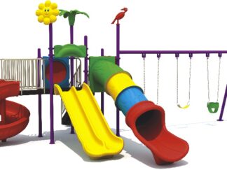 Outdoor Playground Toy with 4 Slides & 3 Swings Set - 89mm pipe - Spacious, Durable & Fun – Size 630x525x325 cm