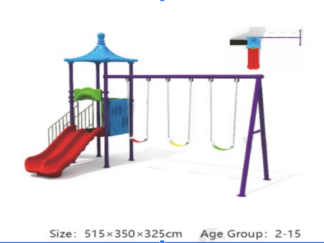 Outdoor Playset with Double Slide & 3 Swings – Durable & Fun Backyard Equipment – Size: 515x230x300 cm
