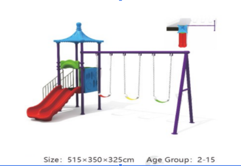 Outdoor Playset with Double Slide & 3 Swings – Durable & Fun Backyard Equipment – Size: 515x230x300 cm