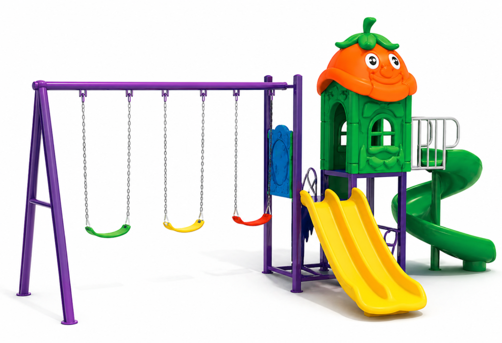 Outdoor Playset with 3 Slide & 3 Swings – Durable & Fun Backyard Equipment – Size: 580x350x260 cm