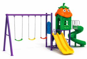 Outdoor Playset with 3 Slide & 3 Swings – Durable & Fun Backyard Equipment – Size: 580x350x260 cm
