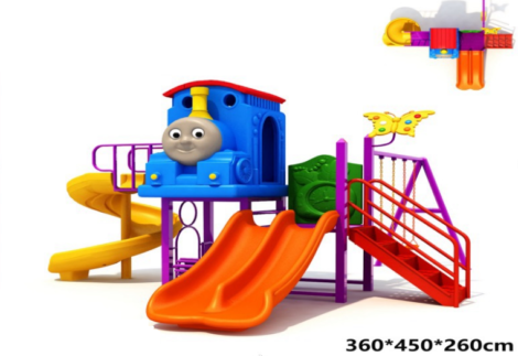 Outdoor Playset with 3 Slides & 3 Swings – Fun & Safe Backyard Set – Size: 360x450x260 cm