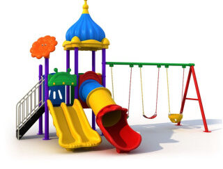 Outdoor Heavy Duty Playground Set for Kids – 3 Slides & 3 Swings – Size: 585x445x350 cm