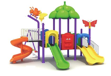 Outdoor Heavy Duty Playground Set for Kids – 4 Slides & 3 Swings – Size: 560x630x350 cm