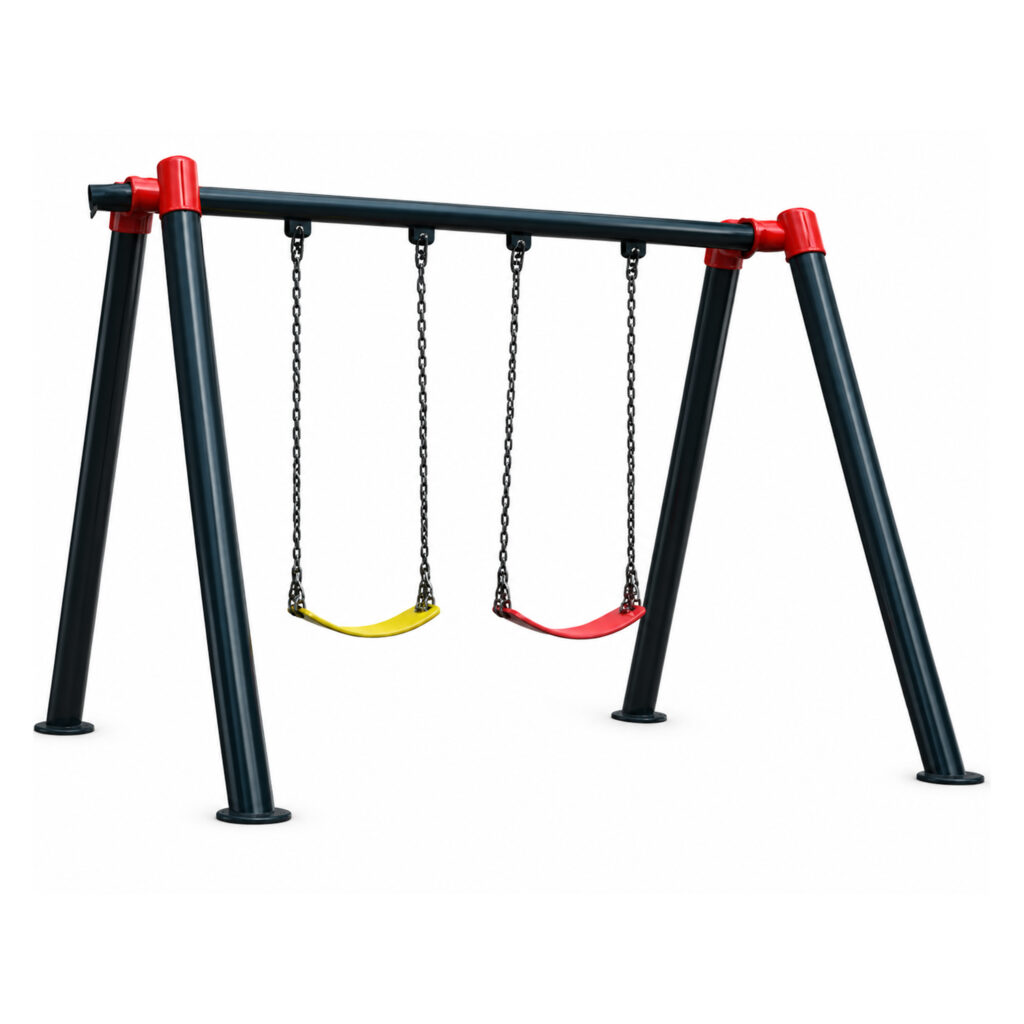 Outdoor Playground Metal Swing Set – 2 Seats – Size: 240×135×200 cm