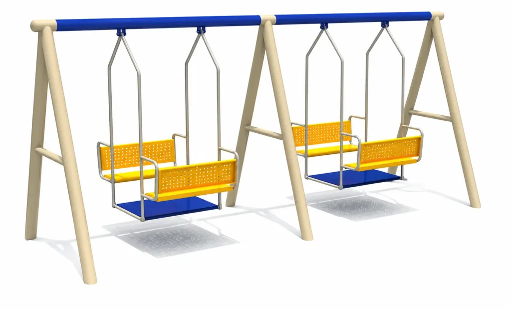 Outdoor Playground Metal Swing Set - 2 Family Swings  - Size: 410×130×200 cm