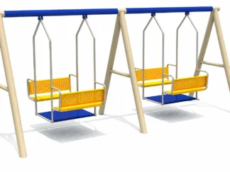Outdoor Playground Metal Swing Set - 2 Family Swings  - Size: 410×130×200 cm
