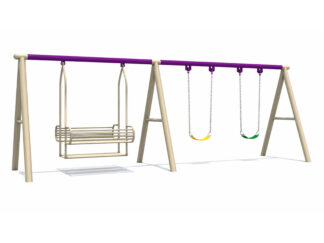 Outdoor Playground Metal Swing Set with Single & Family Swing – Size: 400×130×200 cm