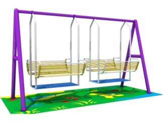 Outdoor Playground Metal Swing Set – 2 Family Swings  – Size: 370×130×200 cm
